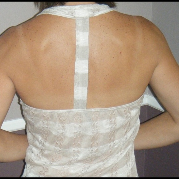 ❤️‍🔥Striped Scoop T Back Thin Crochet Tank Top Tan 0056 - Picture 3 of 5